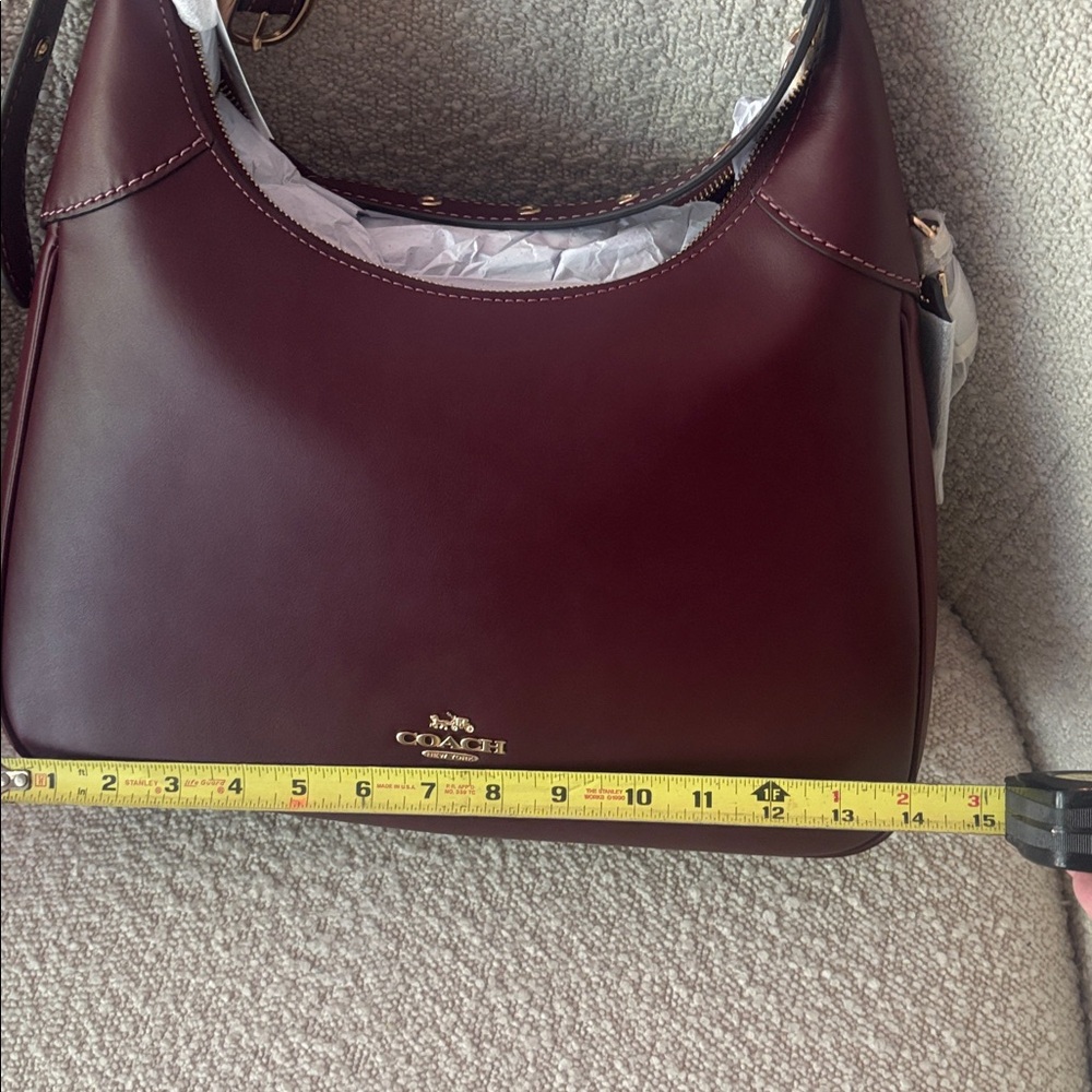 Coach Ella Bag Smooth Leather Burgundy Shoulder Bag NWT - Picture 6 of 8